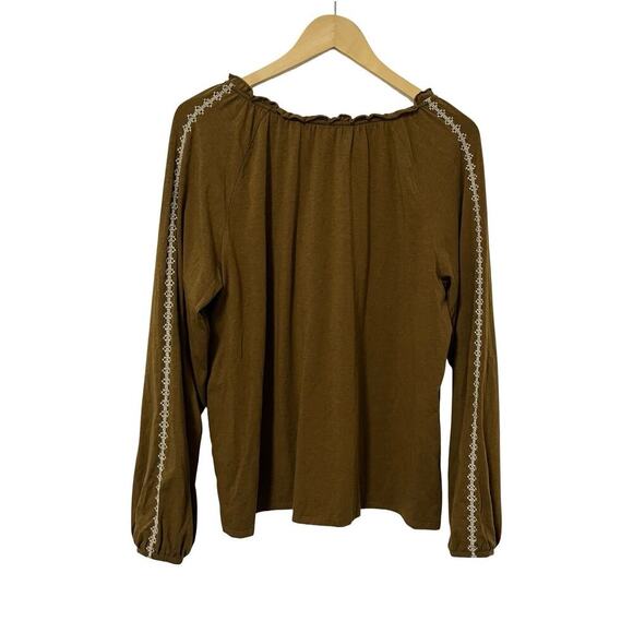 Garnet Hill Embroidered Peasant Tassel Top Size M Prairie Cottage Folklore - Picture 2 of 7